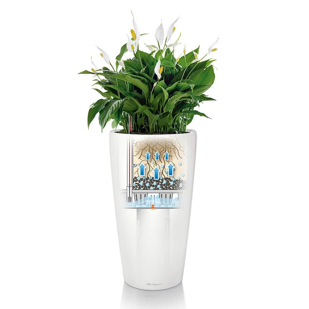 Floor Planters Lechuza Rondo 40 (15.8"D) Planter - White