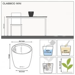 Desk Planters Lechuza Classico LS 21 (9" D) Planter - Charcoal Metallic