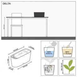 Desk Planters Lechuza Delta 20 Planter - Charcoal Metallic