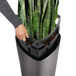 Lechuza Delta 40 (15.4" D) Planter - Charcoal Metallic